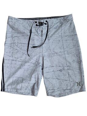 Hurley Phantom JJ Florence Map Graphic Boardshorts Swim Trunks Size 32